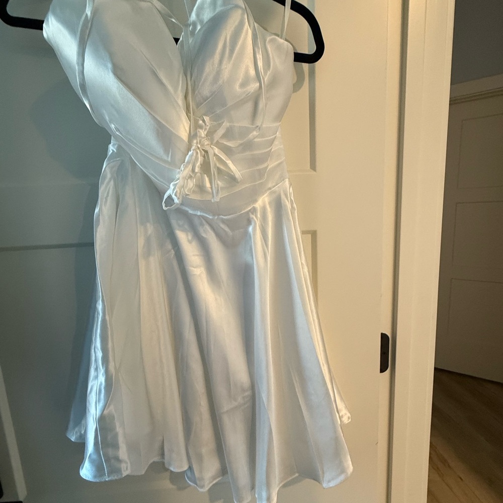 Elegant White Satin Dress- Size 4
